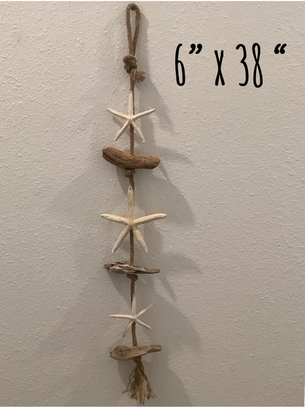 Driftwood Art, Driftwood & Large Starfish Mobile , Driftwood & Starfish Coastal